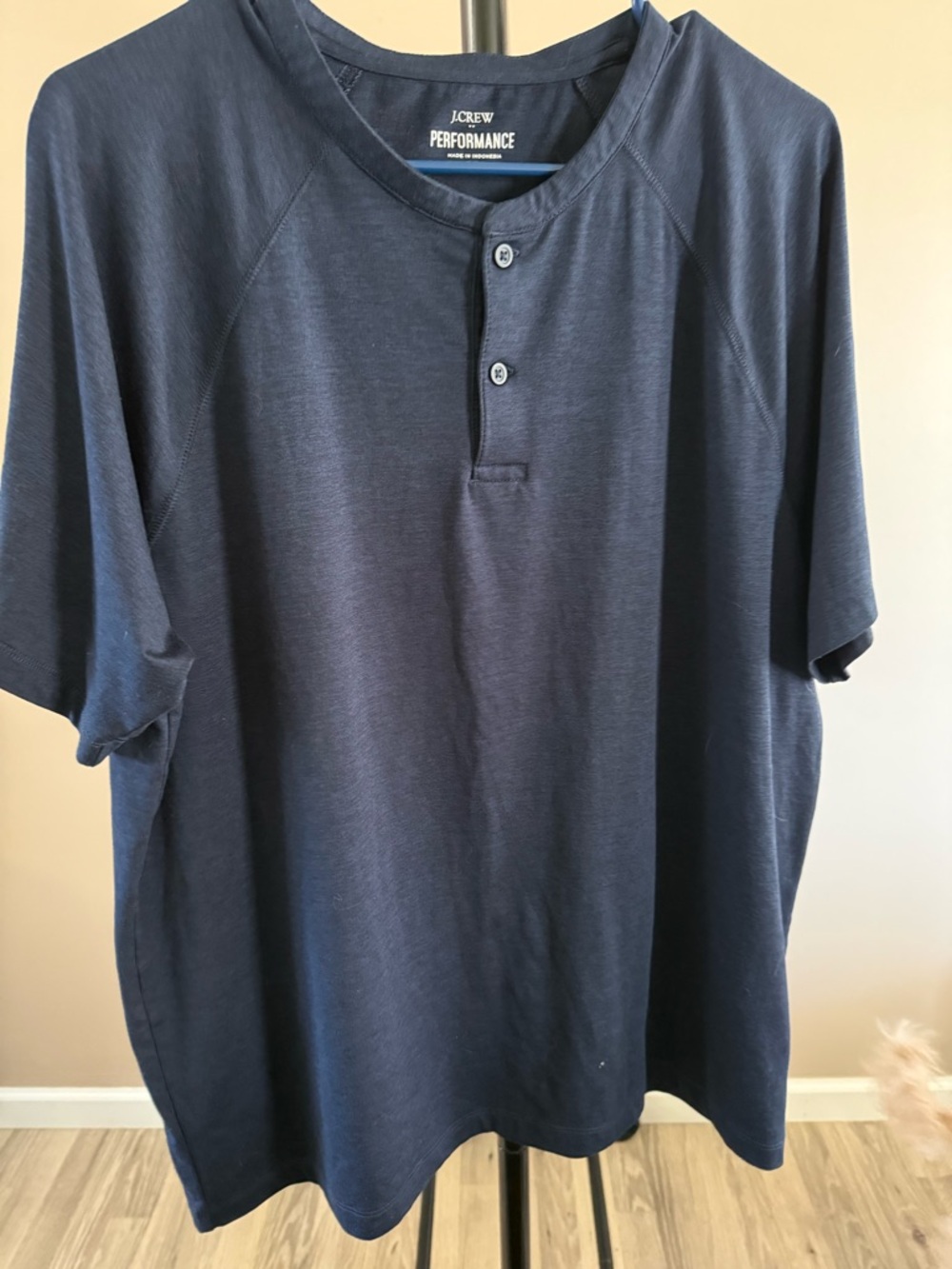 J. Crew Performance Men's Navy Henley Polo
